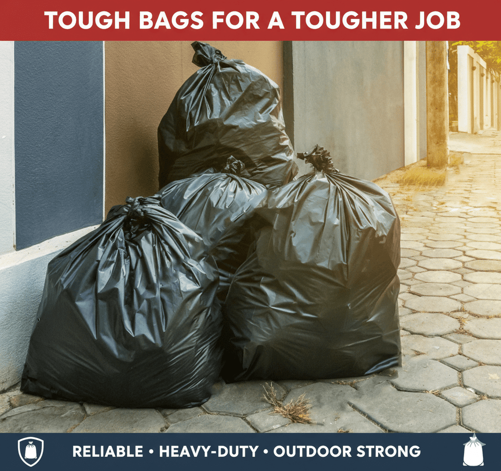 33 Gallon Trash Bags (100 Count), Garbage Bags 30-32 Gallon, High Density Bags with Tying Ropes
