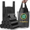 4 Gallon Black Trash Bags, 200 Count - Vest Style Garbage Bags for 4-6 Gallon Bins, Tear & Leak Resistant for Home, Office