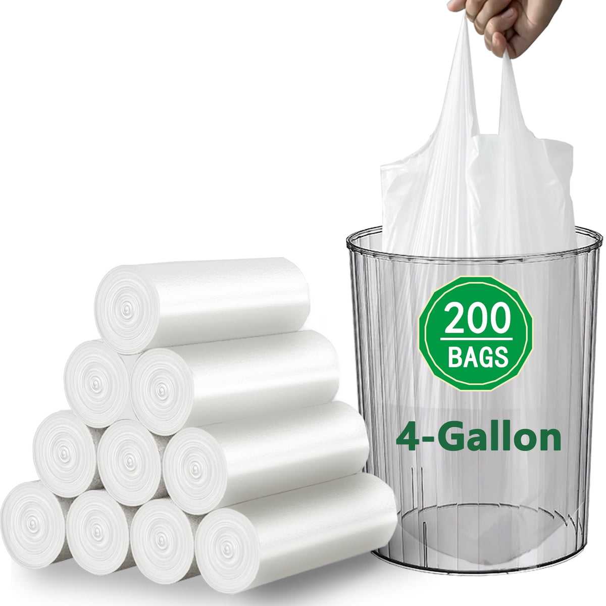 4 Gallon Trash Bags 200 Count, Small Garbage Bag 4-6 Gallon for Office, Bedroom, Bathroom
