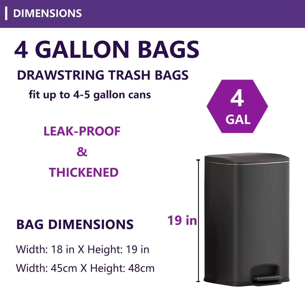4 Gallon Drawstring Trash Bags (200 Count) – Small Garbage Bags 4-6 Gallon for Office, Bedroom, Bathroom