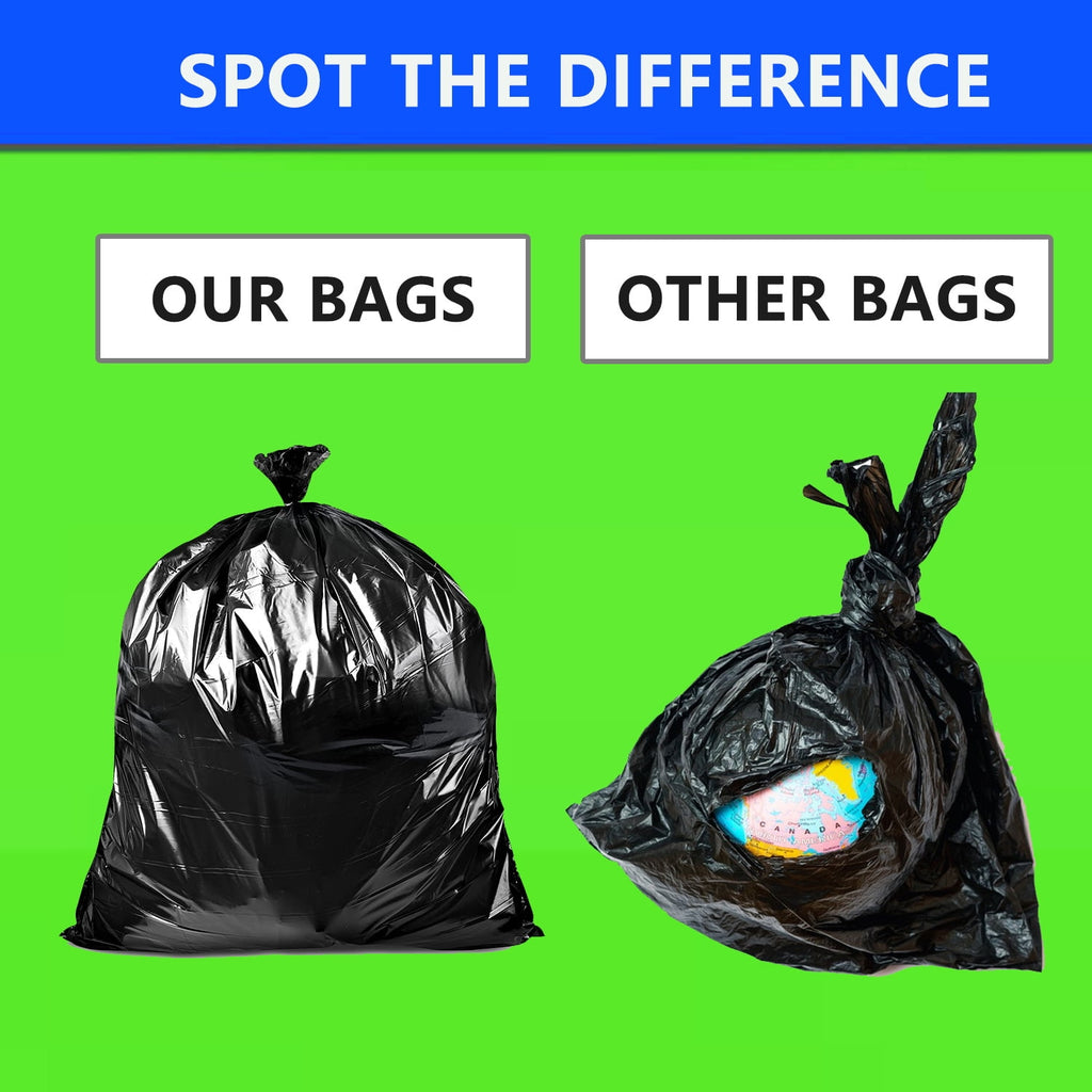 55 Gallon Trash Bags (60 Count), Black Heavy Duty Outdoor Garbage Bags, with Tying Ropes